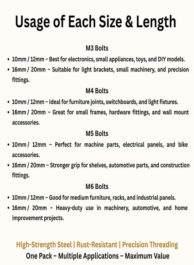 GENERASIS Nuts and Bolts Set | Metric Size M3 M4 M5 M6 | 304 Stainless Steel Hex Bolts, Nuts & Washers Assortment Kit with Storage Box (282 Pieces Regular Kit) - Image 3
